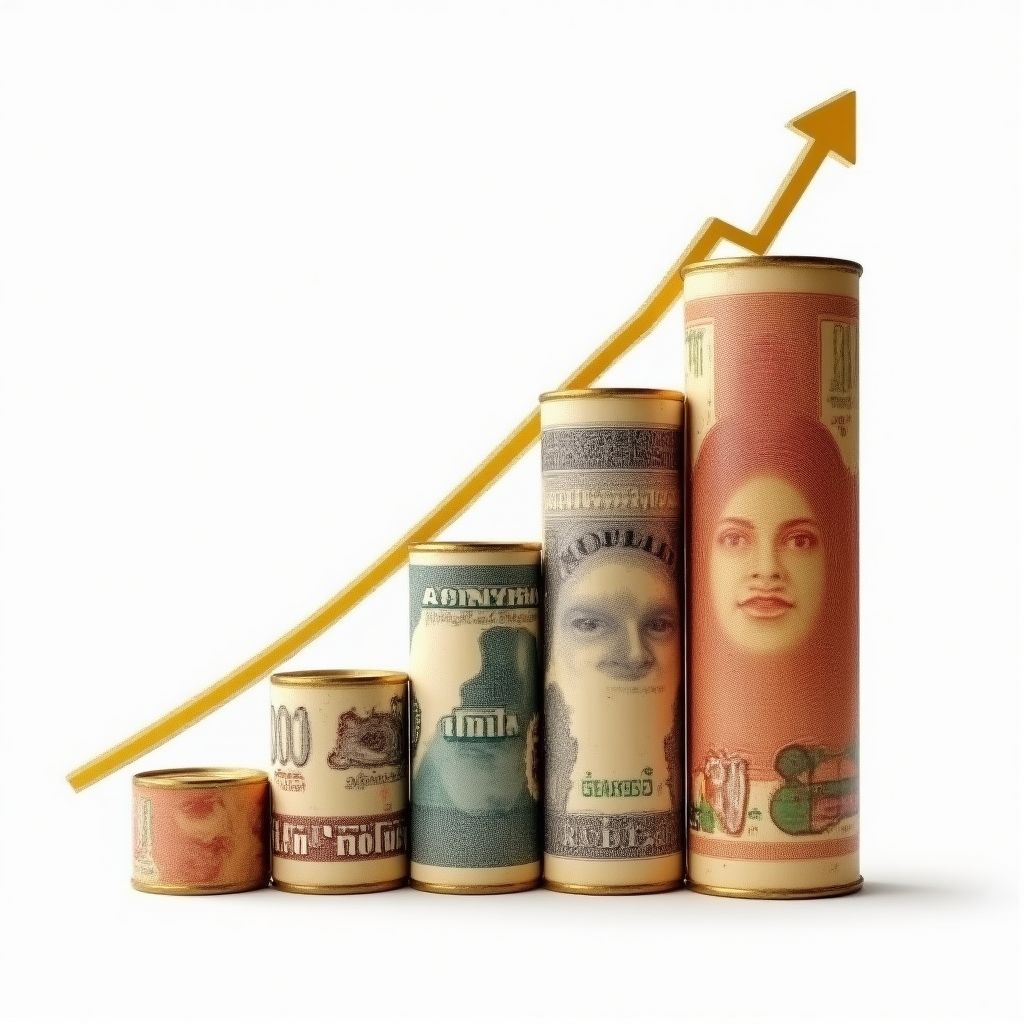 Gráficos de inflación y billetes argentinos